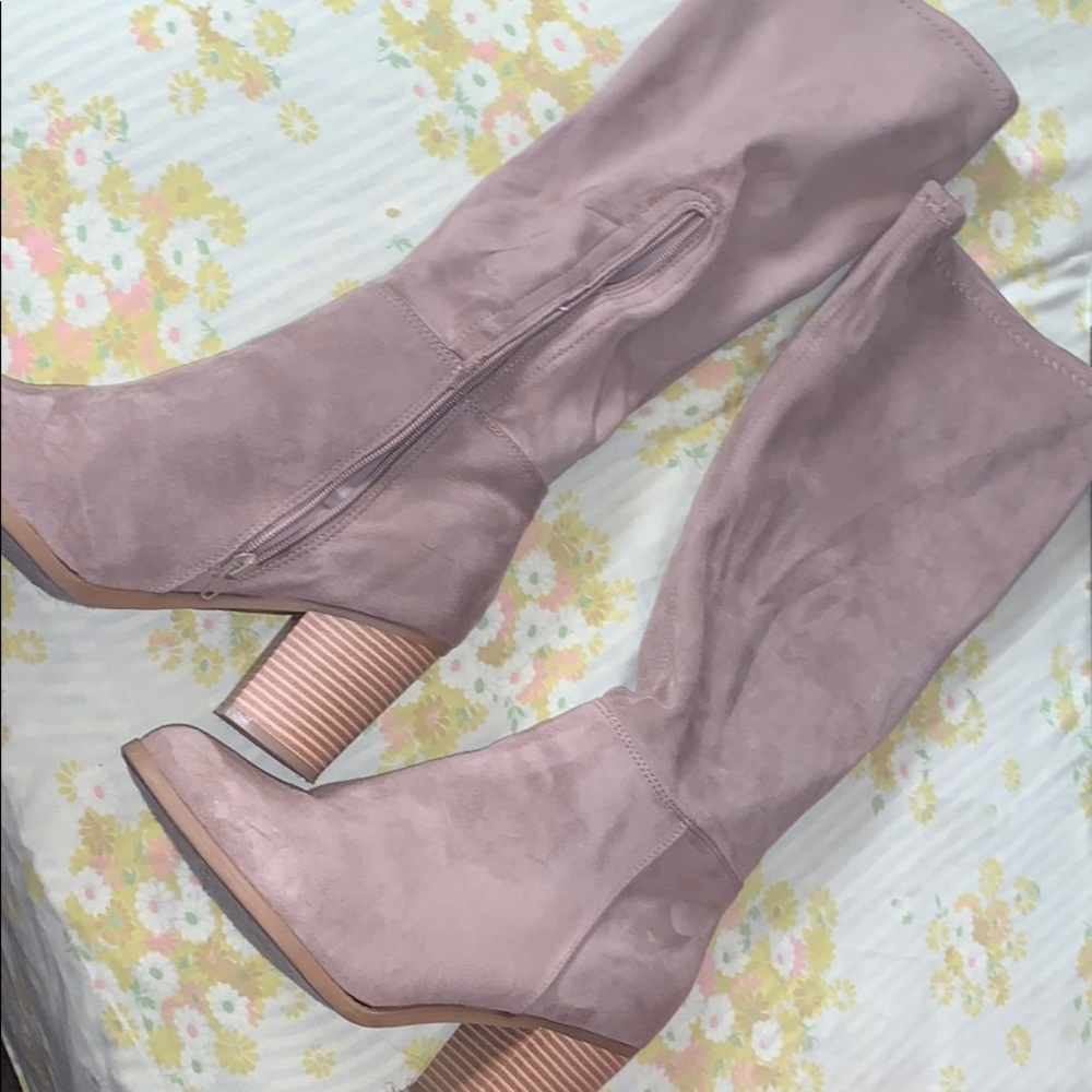Taupe suede boots